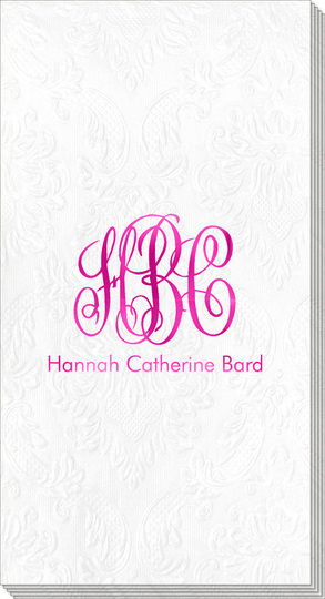 Script Monogram with Text Carte Embossed Guest Towels